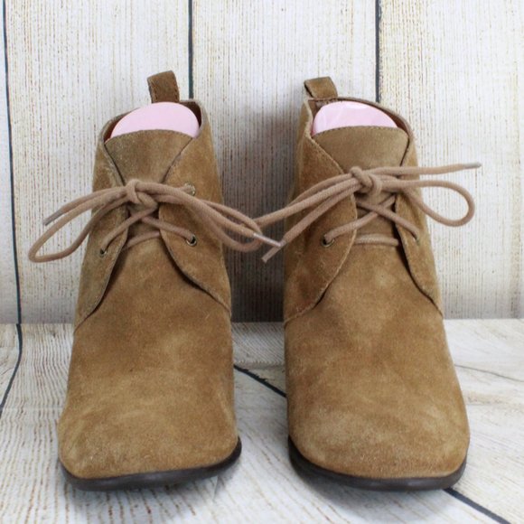 Lucky Brand Brown Suede Lace-up Heeled Ankle Boots Size 9 M - Picture 4 of 9
